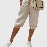 Women's Elegant Paisley Pants in Beige