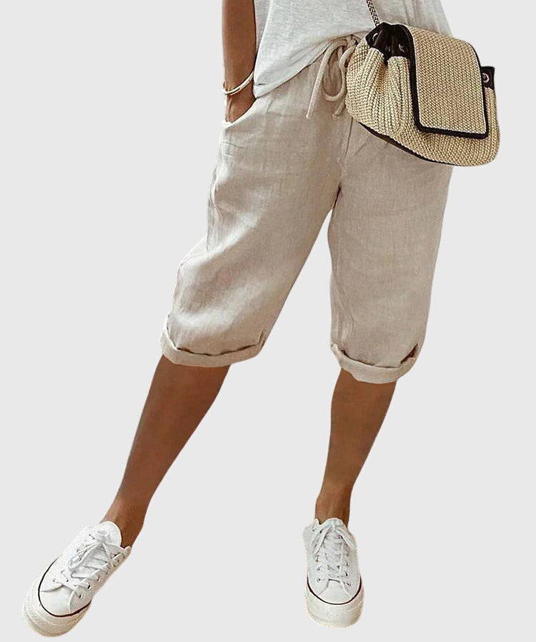 Women's Elegant Paisley Pants in Beige