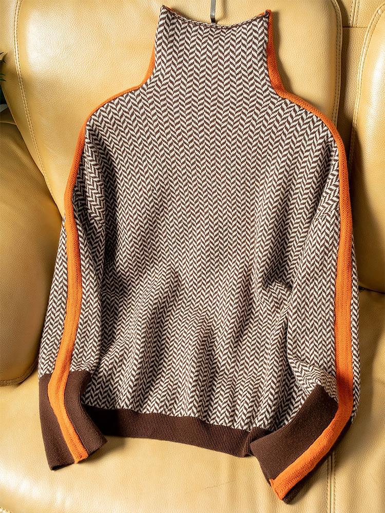 Women's Herringbone Turtleneck Sweater, photo 4