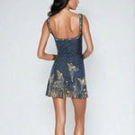 Women's Midnight Blue Beaded Mini Dress, photo 3