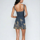 Women's Midnight Blue Beaded Mini Dress, photo 3