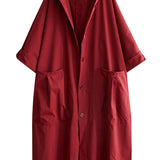 Women's Long Oversized Coat in Red