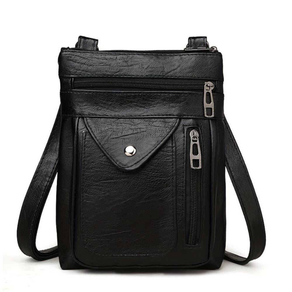 Sophie Vintage Leather Shoulder Bag in Black