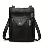 Sophie Vintage Leather Shoulder Bag in Black