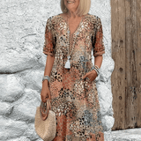Women's Ocean Breeze Summer Midi Dress in Sandy Beige
