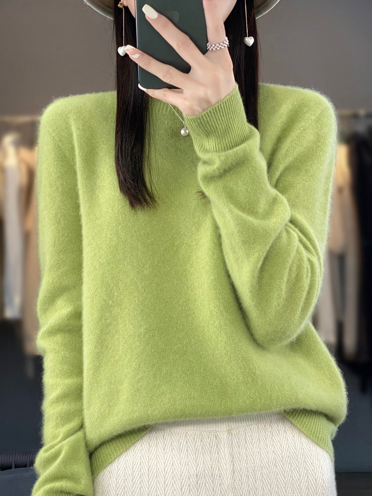 Women's Cozy Cotton Sweater in Fruit Green