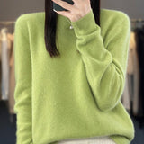 Women's Cozy Cotton Sweater in Fruit Green