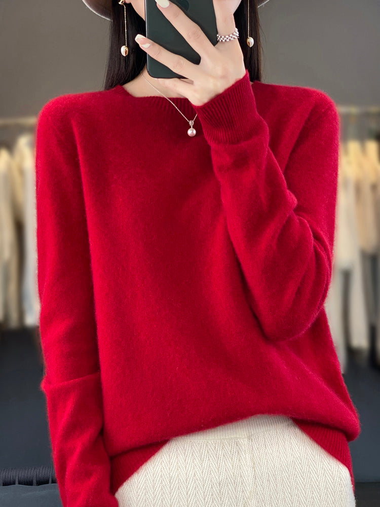 Women's Cozy Cotton Sweater in Red