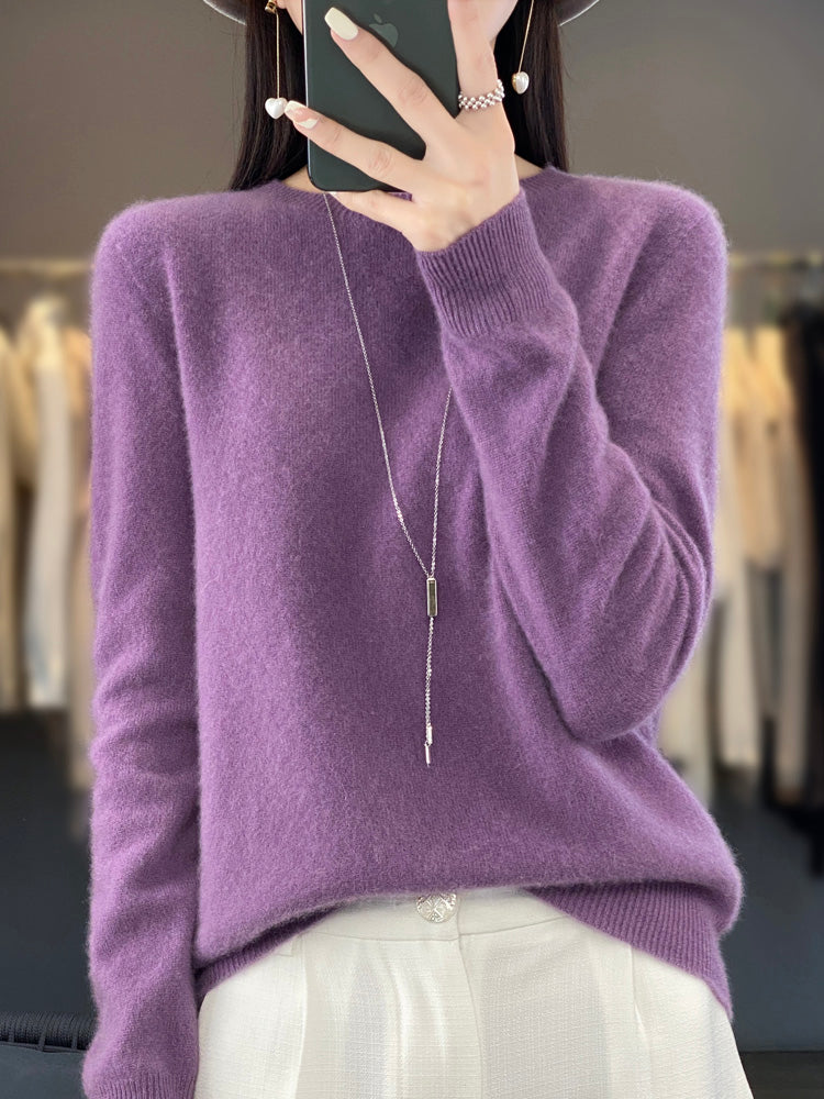 Women's Cozy Cotton Sweater in Purple