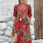 Women's Ocean Breeze Summer Midi Dress in Scarlet Red