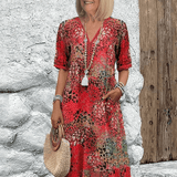 Women's Ocean Breeze Summer Midi Dress in Scarlet Red