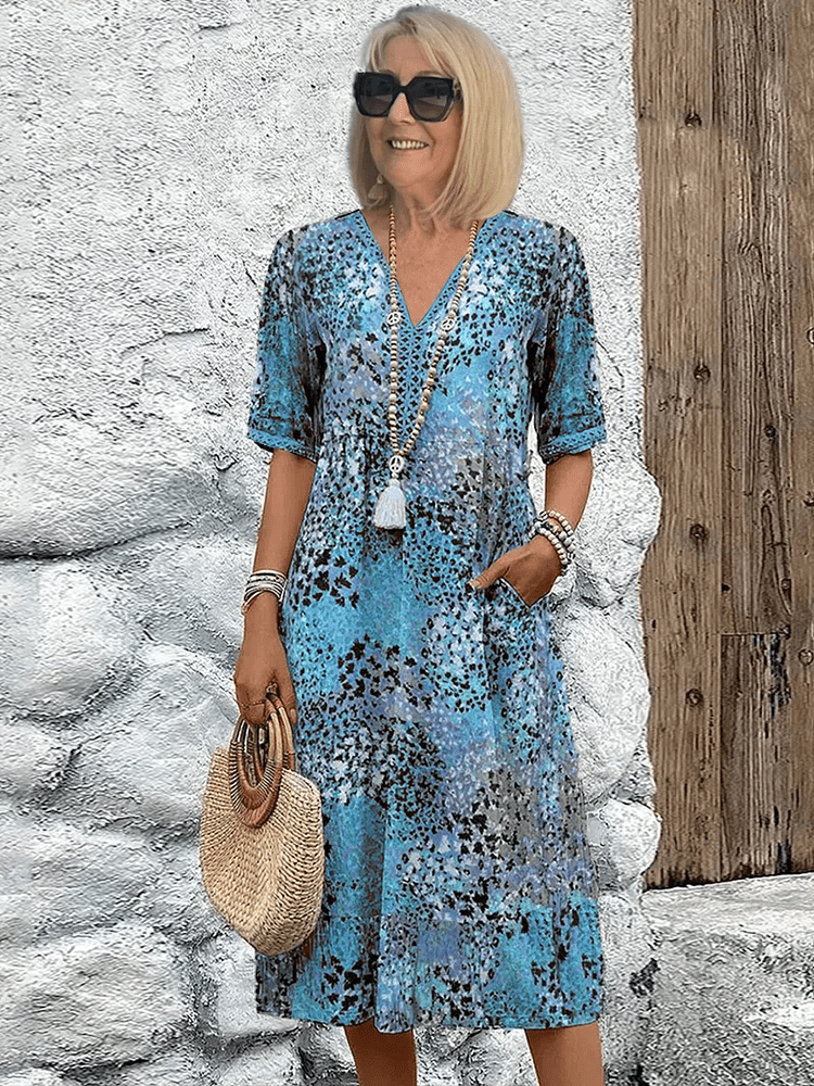 Women's Ocean Breeze Summer Midi Dress in Ocean Blue