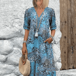 Women's Ocean Breeze Summer Midi Dress in Ocean Blue