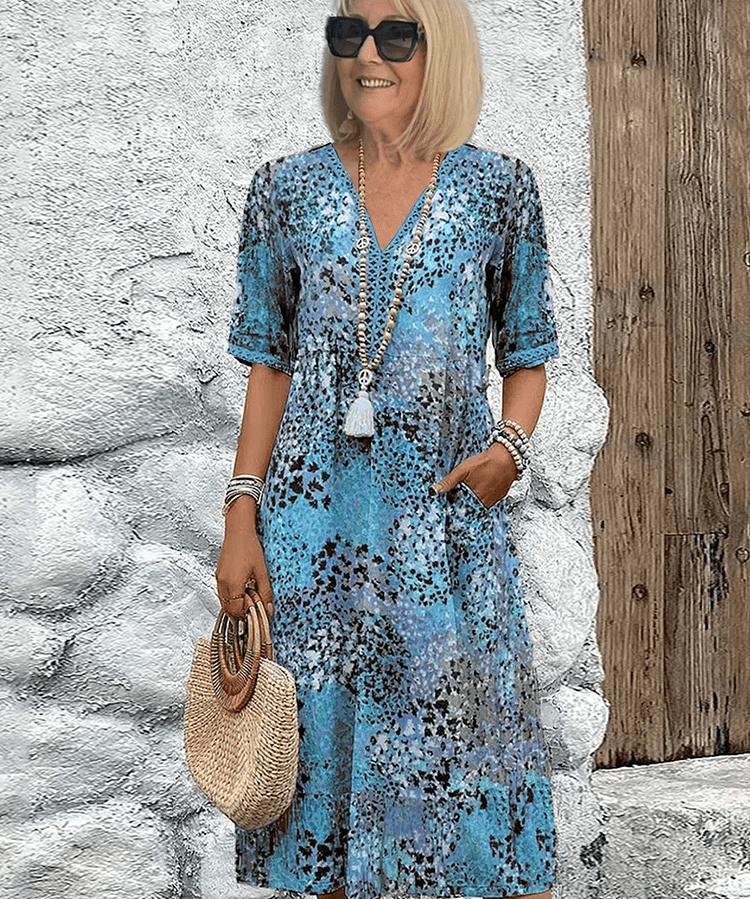 Women's Ocean Breeze Summer Midi Dress in Ocean Blue