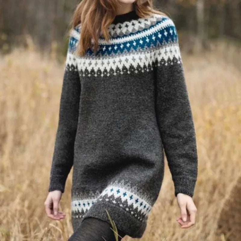 Women's Longline Fair Isle Yoke Sweater, photo 2