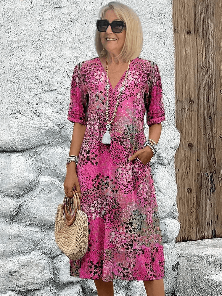 Women's Ocean Breeze Summer Midi Dress in Blush Pink