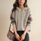 Women's Cable-Knit Hooded Sweater in Beige