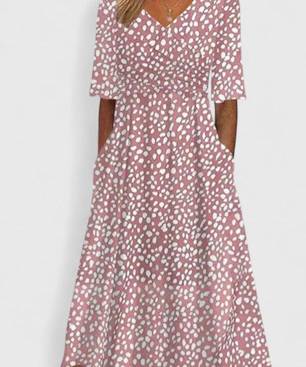 Cora Elegant Midi Dress in Pink