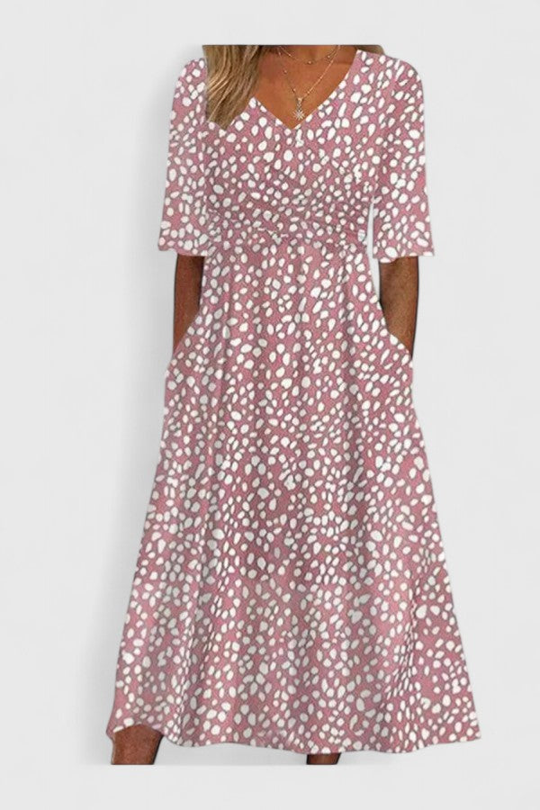 Cora Elegant Midi Dress in Pink