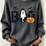 Women's Boo Ghost Pumpkin Sweatshirt in Gray