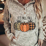 Women's Pumpkin Hooded Sweatshirt in Beige