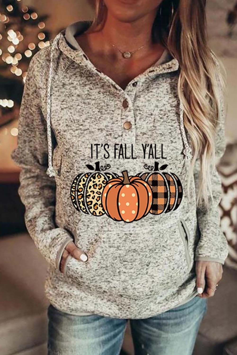 Women's Pumpkin Hooded Sweatshirt in Beige