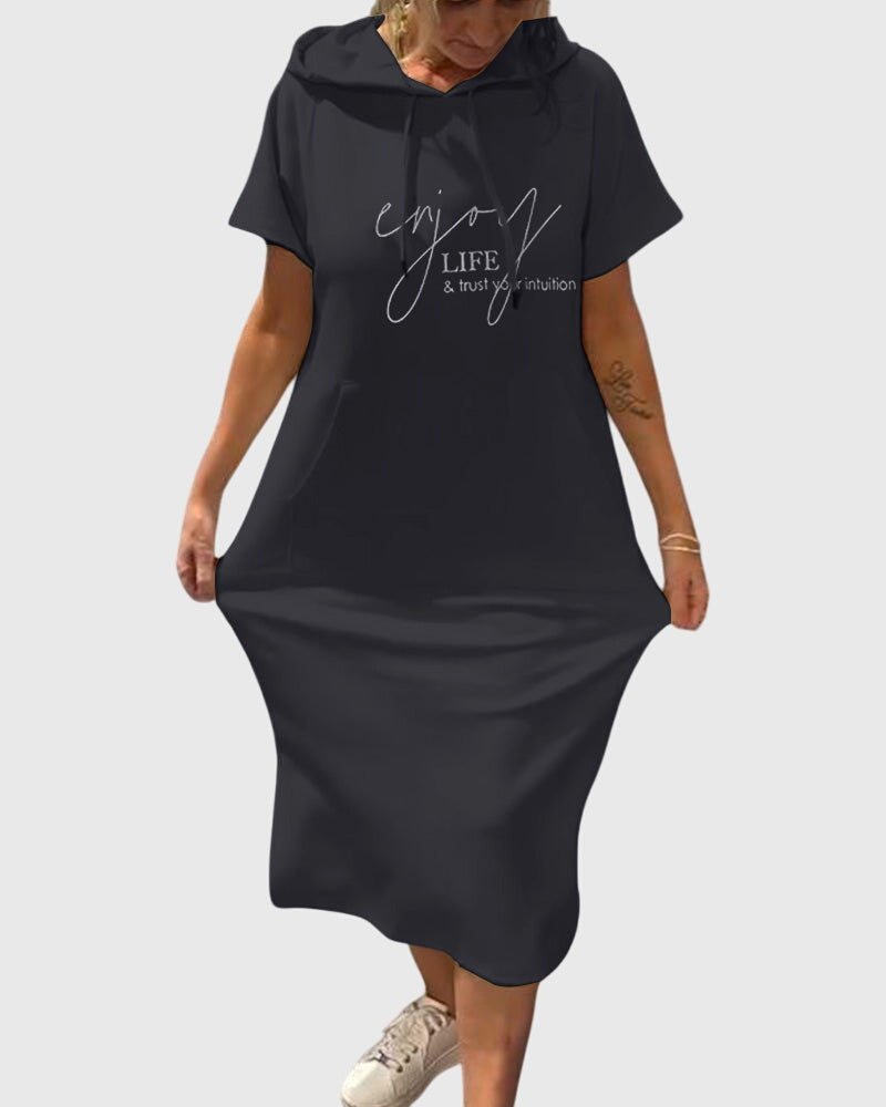 Women's Casual Hoodie Dress in Black