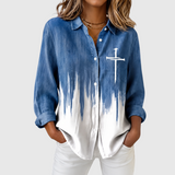Women's Elegant Collared Button-Down Blouse in Blue