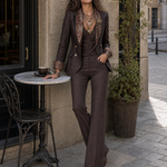 Vintage Herringbone with Floral Print Lapel Blazer