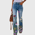 Women's Floral Print Pants in Red Flower 2 / Yellow Flower