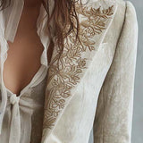 Constance | Ivory Tailored Embroidered Blazer