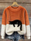 Women's Soft Cat Graphic Sweater in Orange