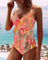 Women's Vibrant Patterned Tankini with Skirt in Orange