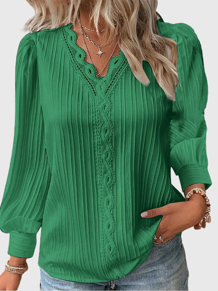 Women's Elegant Pullover Blouse in Green