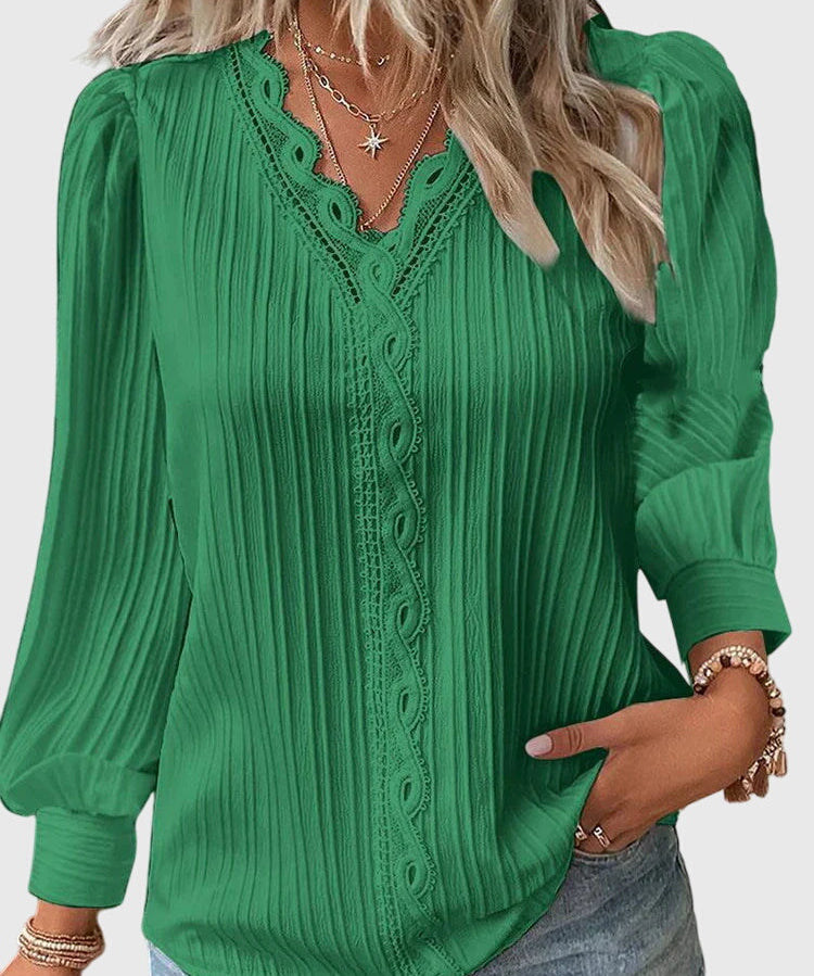 Women's Elegant Pullover Blouse in Green