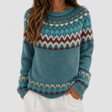 Women's Retro Wave-Pattern Sweater