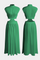 High-Neck Top & Side-Slit Skirt Set in Green