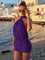 Women's Halter Backless Mini Dress in Purple