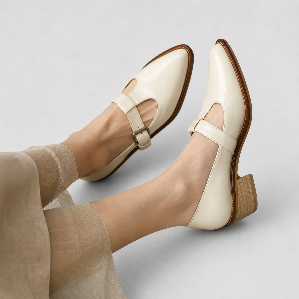 Mia Comfort Mary Jane Shoes in Beige