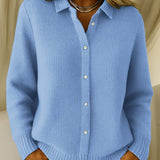 Women's Textured Button-Front Cardigan in Blue
