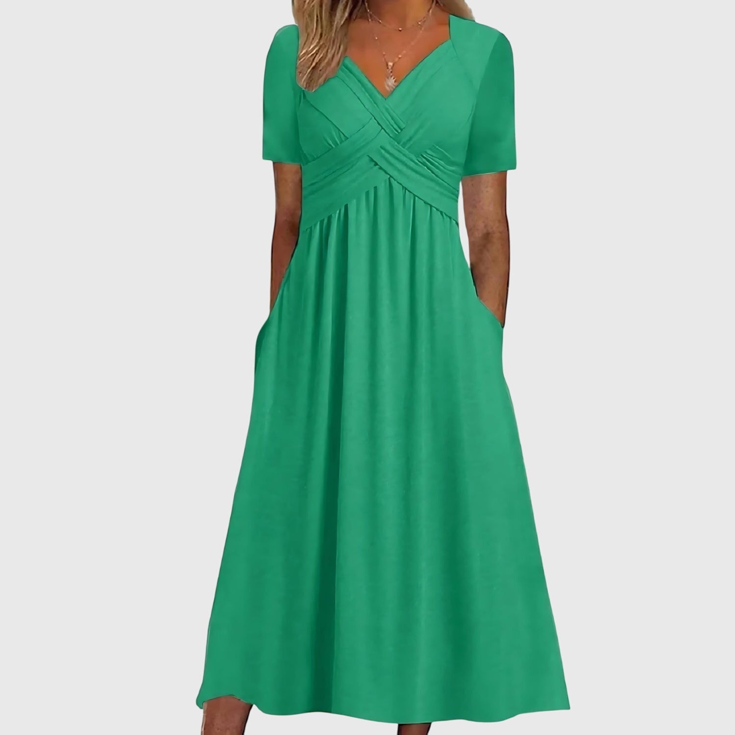 Women's Midi Dress with Tummy Control in Green