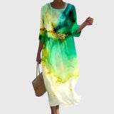 Women's Stylish Floral Maxi Dress in Dark Green