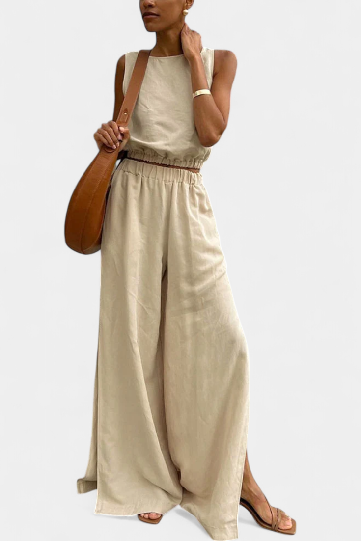 Sleeveless Cotton-Linen Wide-Leg Set, photo 2
