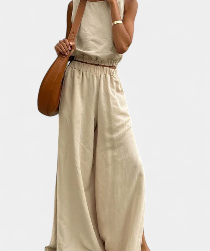 Sleeveless Cotton-Linen Wide-Leg Set, photo 2