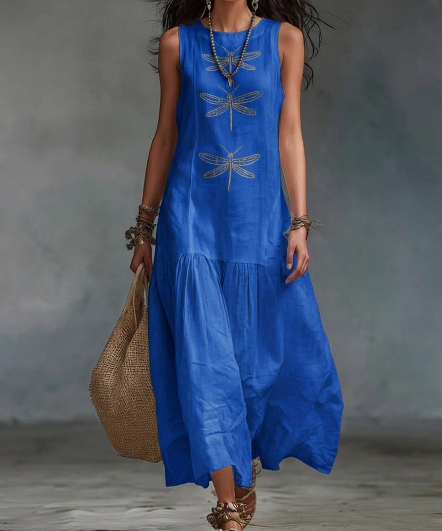 Women's Sleeveless Maxi Dress in Blue