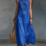Women's Sleeveless Maxi Dress in Blue