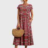 Women's Chic Floral Dress in Red