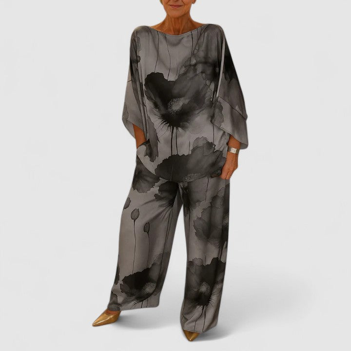 Monica Elegant Two-Piece Set in Silver Gray