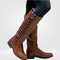 Women's Durable Tall Patent Leather Boots in Brown
