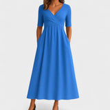 Phoebe Elegant Midi Dress in Light Blue